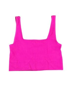 Joja Pink Ribbed Athletic Tank Top Nylon Spandex NWOT